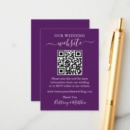 Minimaliserende Simple Wedding Website QR Paars Informatiekaartje