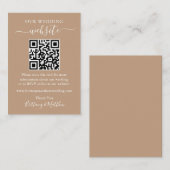 Minimaliserende Simple Wedding Website QR Taupe Informatiekaartje (Voorkant / Achterkant)