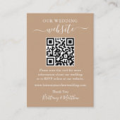 Minimaliserende Simple Wedding Website QR Taupe Informatiekaartje (Voorkant)