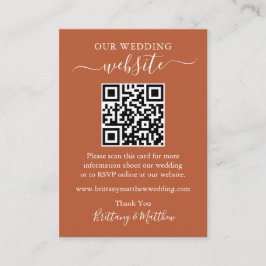 Minimaliserende Simple Wedding Website QR Terracot Informatiekaartje