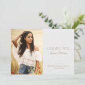 Minimaliserende Statement Name Photo Graduparty Kaart (Staand voorkant)