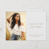 Minimaliserende Statement Name Photo Graduparty Kaart (Voorkant / Achterkant)