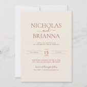 Minimaliserende Terracotta Burnt Oranje Wedding Fo Kaart (Voorkant)