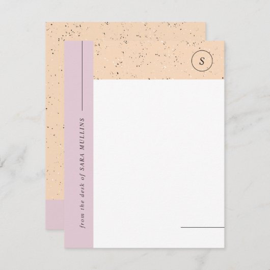 Minimaliserende terrazzo monogram - Paars Aankondiging (Voorkant / Achterkant)