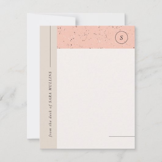 Minimaliserende terrazzo monogram - peach aankondiging (Voorkant)