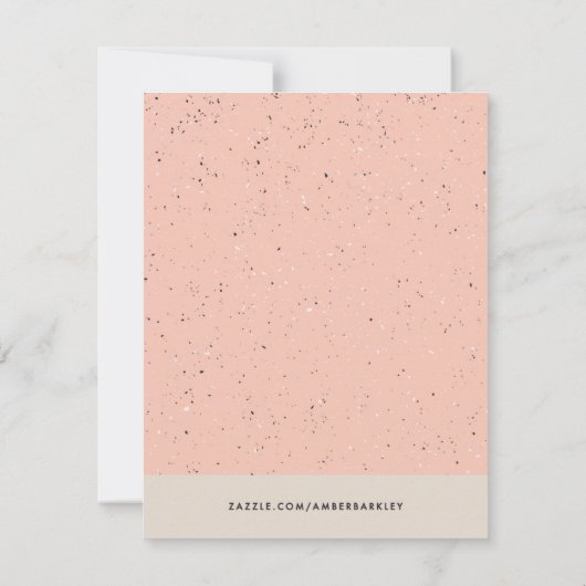 Minimaliserende terrazzo monogram - peach aankondiging (Achterkant)