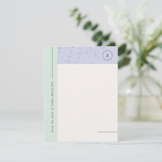 Minimaliserende Terrazzo Monogram Stationery - Min Aankondiging (Staand voorkant)