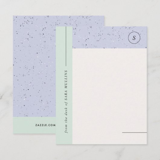 Minimaliserende Terrazzo Monogram Stationery - Min Aankondiging (Voorkant / Achterkant)