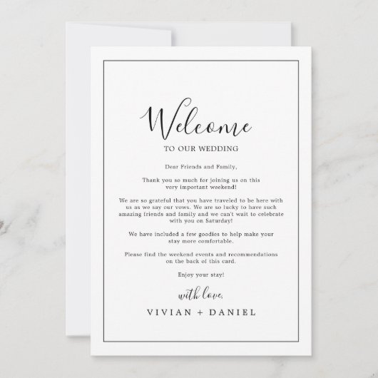 Minimaliserende Welkomstbrief en reisroute (Voorkant)