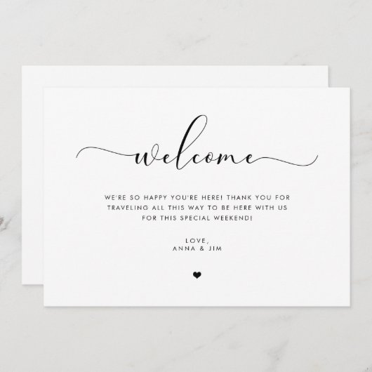 Minimaliserende Welkomsttas voor bruiloft Kaart in (Voorkant / Achterkant)