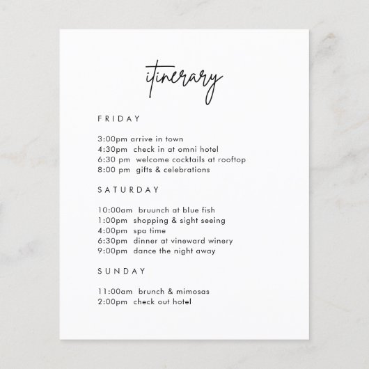 Minimaliserende Welkomsttijdroute voor bruiloft (Achterkant)