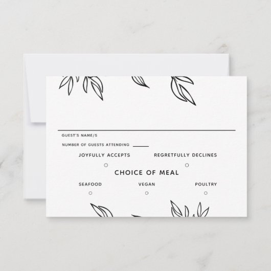 Minimaliserende Wit-trouwbriefkaart RSVP-kaart RSVP Kaartje (Achterkant)