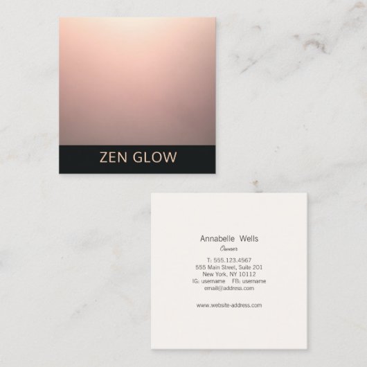 Minimaliserende Zen Glow Energy Healer Vierkante Visitekaartje (Voorkant / Achterkant)
