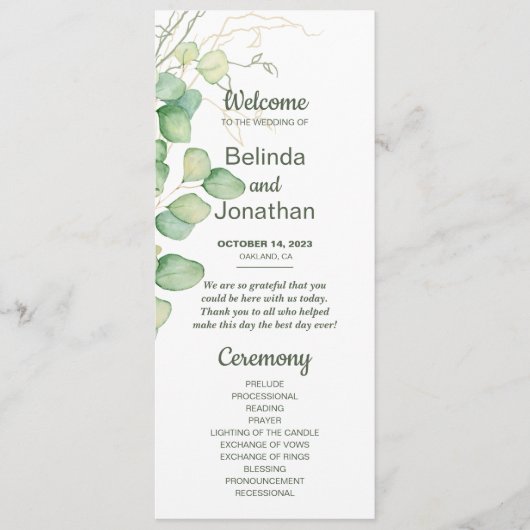 Minimaliseringsprogramma Eucalyptus Waterverf Programmakaart (Voorkant)