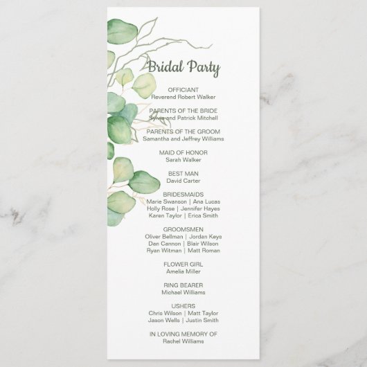 Minimaliseringsprogramma Eucalyptus Waterverf Programmakaart (Achterkant)