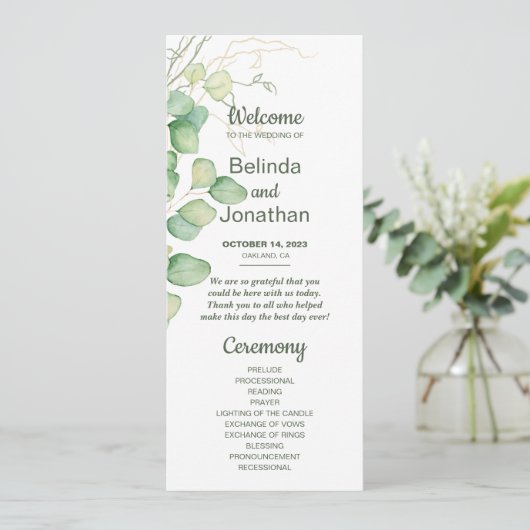 Minimaliseringsprogramma Eucalyptus Waterverf Programmakaart (Staand voorkant)