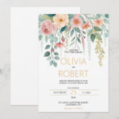Minimalism and flowers Wedding Invitation Feestdagenkaart (Voorkant / Achterkant)