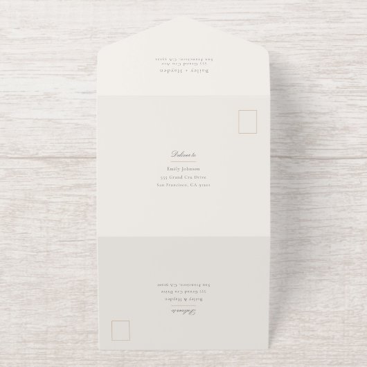 Minimalism Foil Block Wedding All In One Uitnodiging (Buiten)