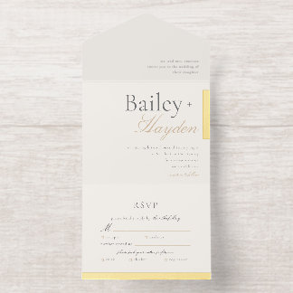 Minimalism Foil Block Wedding All In One Uitnodiging