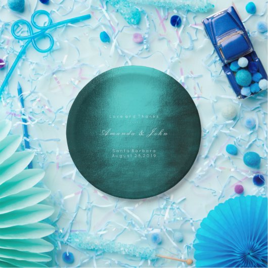 Minimalisme Aangepaste Blauwgroen Tropische Wit We Papieren Bordje (Feest)