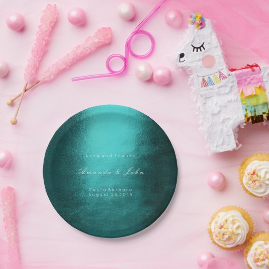 Minimalisme Aangepaste Blauwgroen Tropische Wit We Papieren Bordje (Feest)