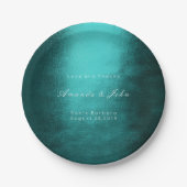 Minimalisme Aangepaste Blauwgroen Tropische Wit We Papieren Bordje (Voorkant)