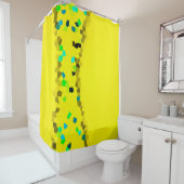 Minimalisme Abstract Bleek blauw zwart geel Douchegordijn (In situ)