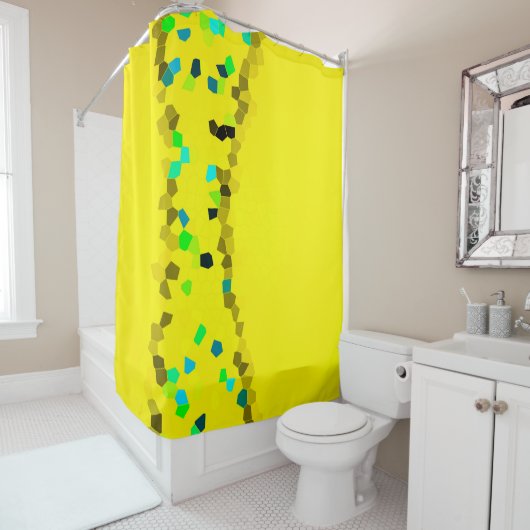 Minimalisme Abstract Bleek blauw zwart geel Douchegordijn (In situ)