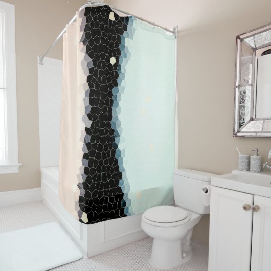 Minimalisme Abstract Bleek roze zwart Douchegordijn (In situ)