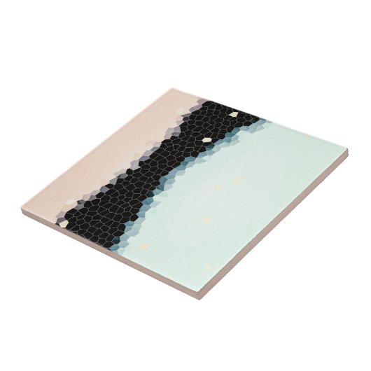 Minimalisme Abstract Bleek  roze zwart Tegeltje (Zijkant)