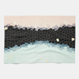 Minimalisme Abstract Bleek  roze zwart Theedoek