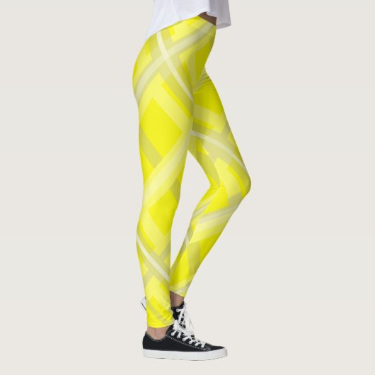 Minimalisme Abstract Kunstgeel Geel Geel Wit Leggings (Rechts)