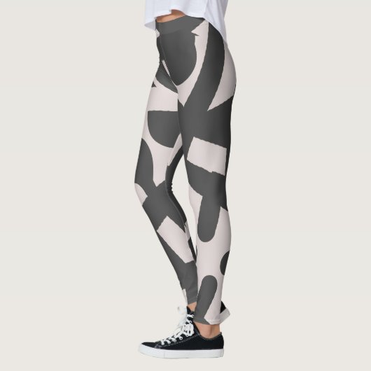Minimalisme Abstract Kunstpatroon Bord Grijs Leggings (Links)