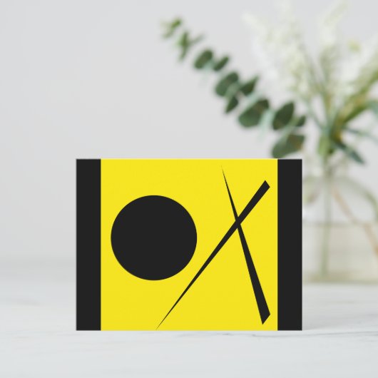 Minimalisme Abstract kunstpatroon zwart geel Briefkaart (Staand voorkant)