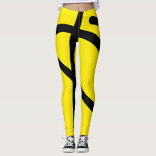 Minimalisme Abstract kunstpatroon zwart geel Leggings