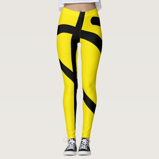 Minimalisme Abstract kunstpatroon zwart geel Leggings (Voorkant)