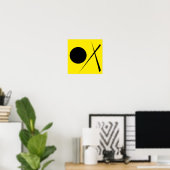 Minimalisme Abstract kunstpatroon zwart geel Poster (Thuiskantoor)