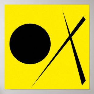 Minimalisme Abstract kunstpatroon zwart geel Poster