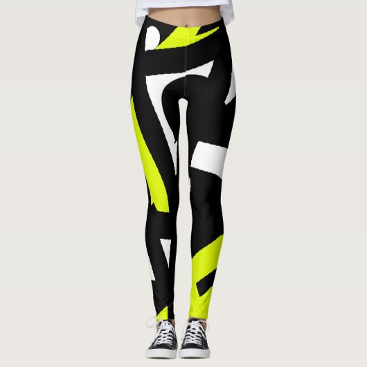 Minimalisme Abstract kunstpatroon zwart-wit Leggings (Voorkant)