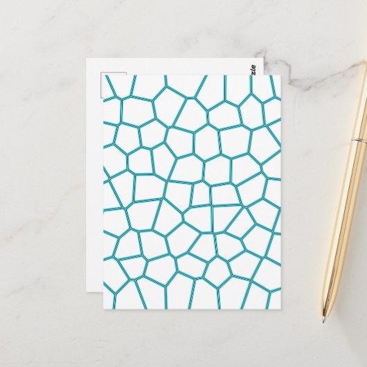 Minimalisme Abstracte Bleke Turquoise White Cells Briefkaart (Voorkant / Achterkant in situ)