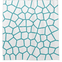 Minimalisme Abstracte Bleke  Turquoise White Cells Douchegordijn