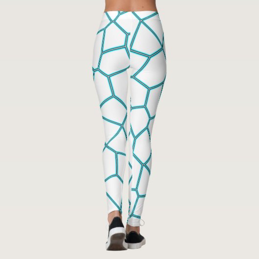 Minimalisme Abstracte Bleke  Turquoise White Cells Leggings (Achterkant)