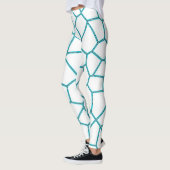 Minimalisme Abstracte Bleke Turquoise White Cells Leggings (Links)
