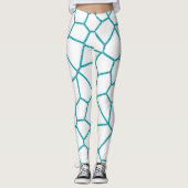 Minimalisme Abstracte Bleke Turquoise White Cells Leggings (Voorkant)