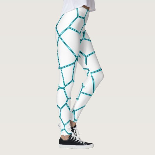 Minimalisme Abstracte Bleke Turquoise White Cells Leggings (Rechts)