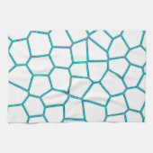 Minimalisme Abstracte Bleke  Turquoise White Cells Theedoek (Horizontaal)