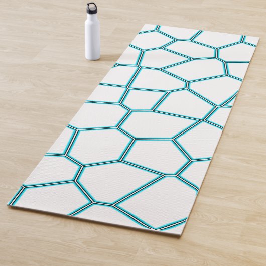 Minimalisme Abstracte Bleke  Turquoise White Cells Yogamat (In situ)