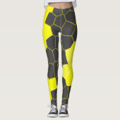 Minimalisme Abstracte gele grijze cellen Leggings (Voorkant)
