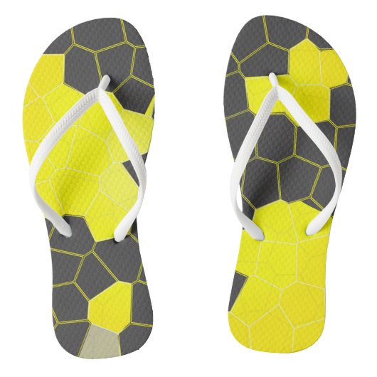Minimalisme Abstracte gele grijze cellen Teenslippers (Voetbed)