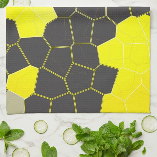 Minimalisme Abstracte gele grijze cellen Theedoek (Gevouwen)